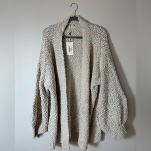 NWT Joyfolie Mia Joy Ecru Sequin Open Front Cardigan Women's XL Bling Boho